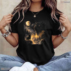 90s Retro Black Pug Howling Moon Dog Mom Mothers Day T-Shirt Present For Women