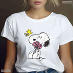 Cute Cartoon Dog Mothers Love Floral Puppy Mama Mothers Day T-Shirt For Women