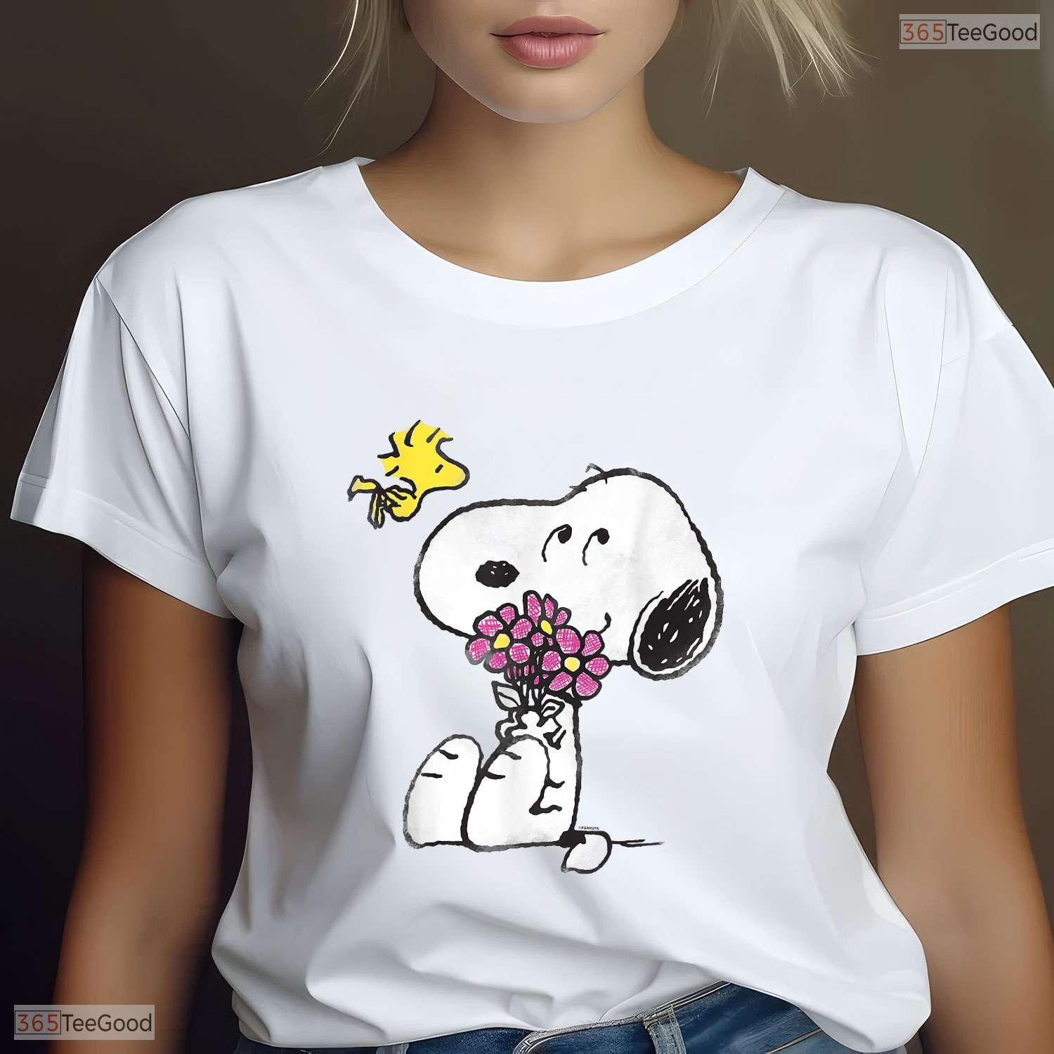Cute Cartoon Dog Mothers Love Floral Puppy Mama Mothers Day T-Shirt For Women
