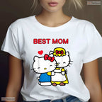 Cute Japanese Cat Best Mom Shirt Sweet Pink Bow Kawaii Cat Mothers Day T-Shirt