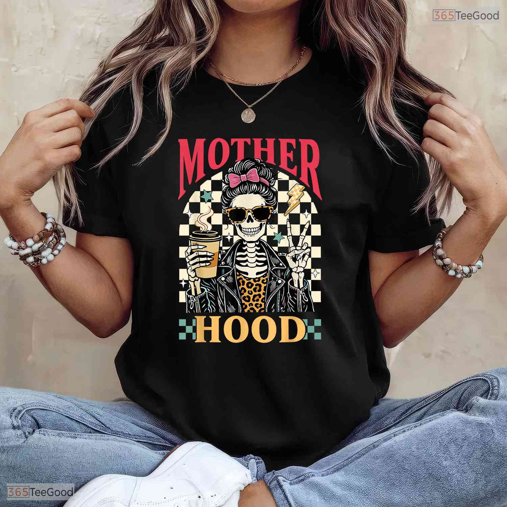 Tired Mom Life Skeleton Funny Motherhood Spooky Mothers Day T-Shirt For Her