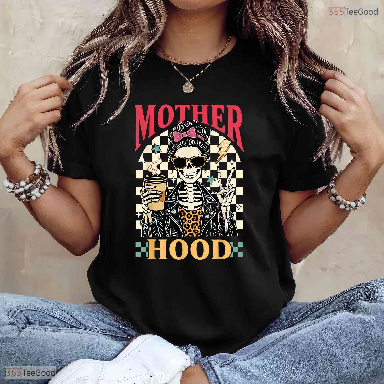 Tired Mom Life Skeleton Funny Motherhood Spooky Mothers Day T-Shirt For Her