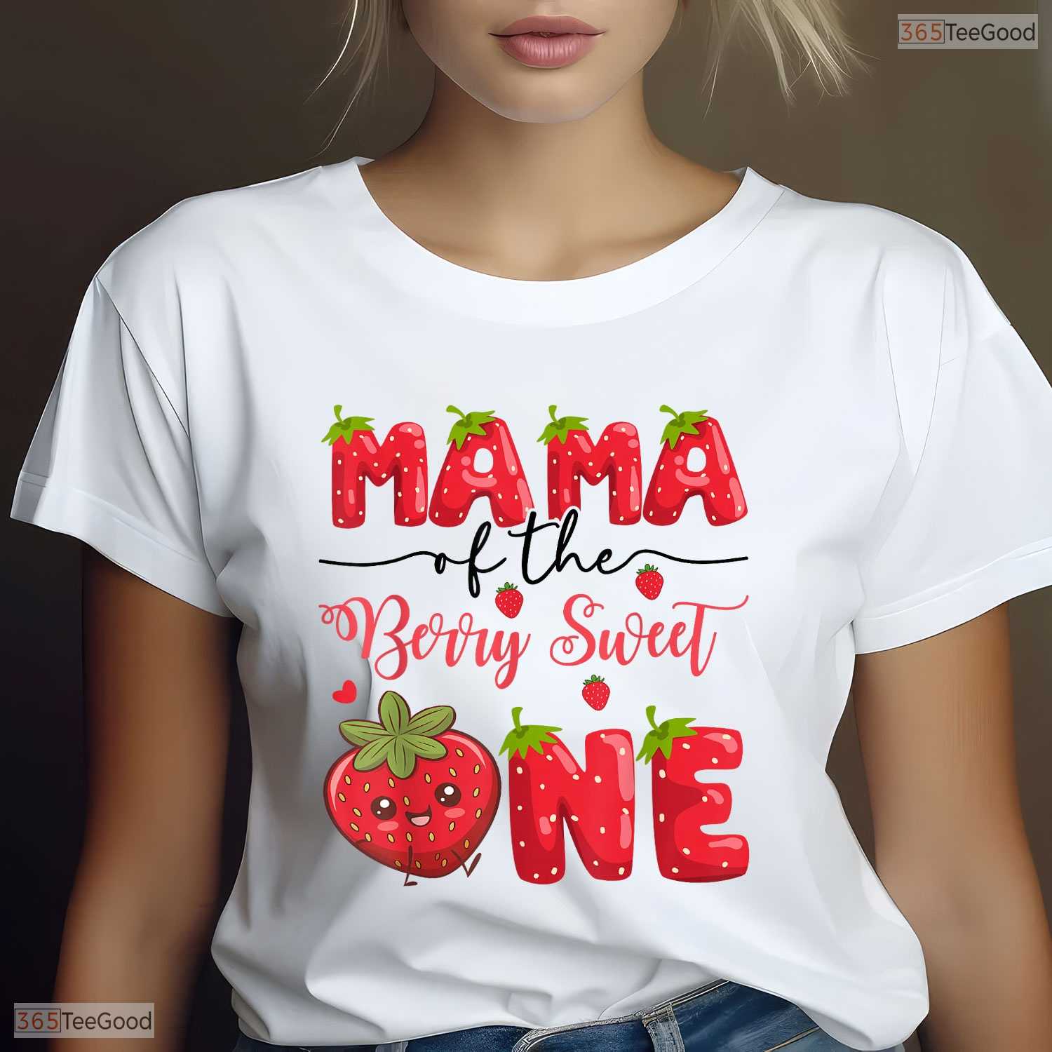 Berry Sweet One Mama Strawberry First Birthday Mother Mothers Day T-Shirt