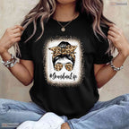 Grandma Life Leopard Messy Bun Grandma Mothers Day T-Shirt Gift For Women