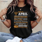 Aries Zodiac April Birthday T-Shirt - Born In April Tee - Astrology Gift For Men Women