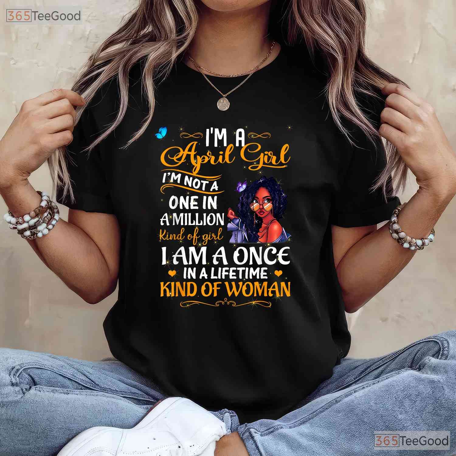 April Girl T-Shirt For Black Women - Melanin Queen Birthday Tee - Afro American Shirt