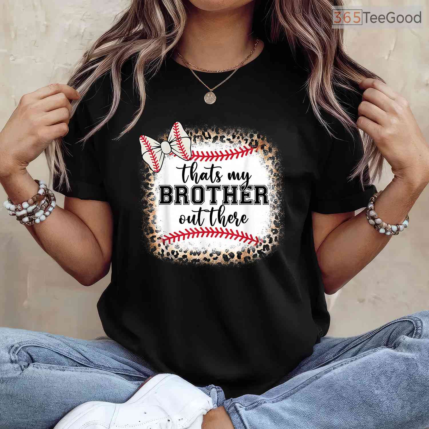 Cute Baseball Sister Thats My Brother Out There T-Shirt Mom Girl Family Gift