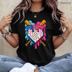Baseball Boys Ice Cream Drip T-Shirt Cool Youth Sports Graphic Novelty Gift