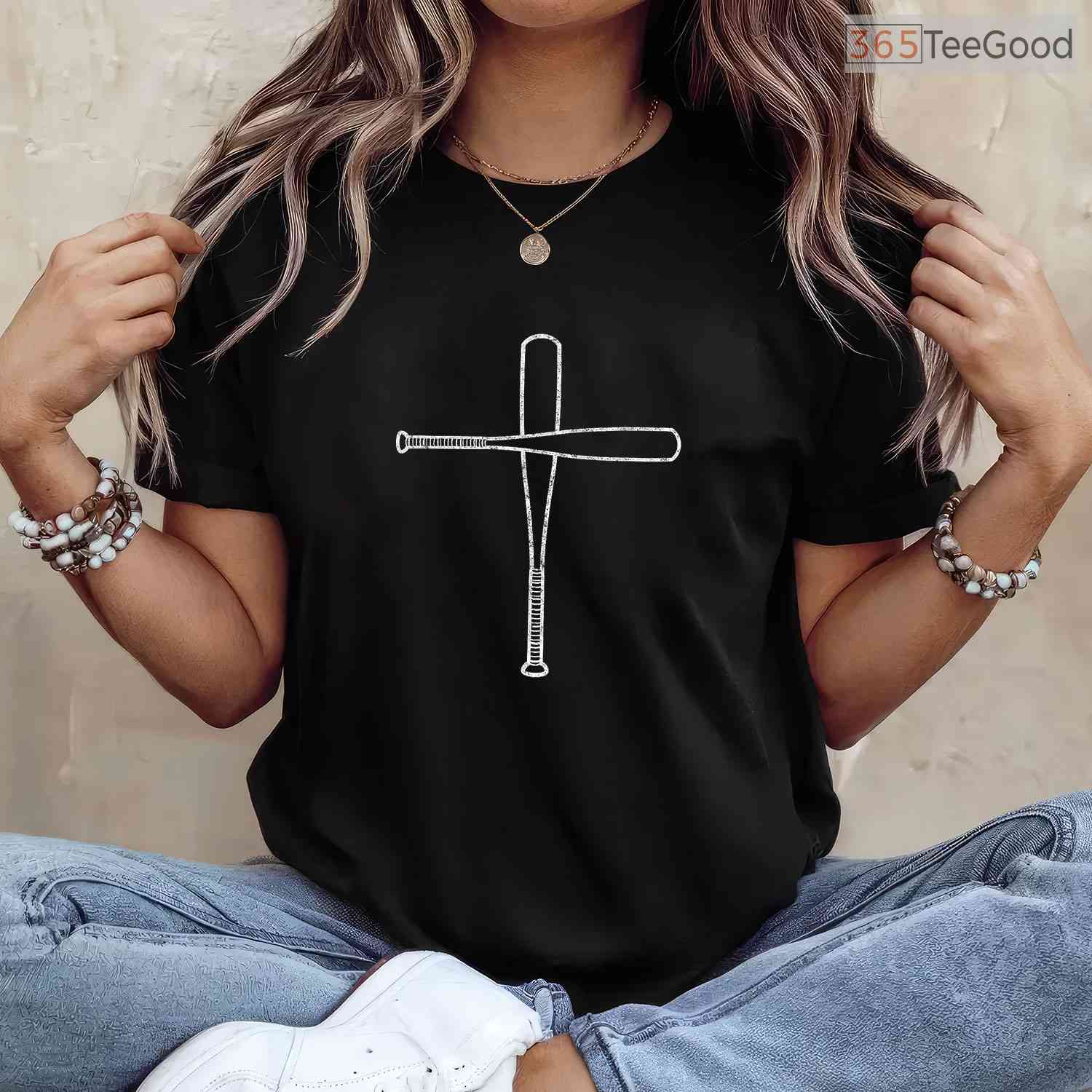 Cross Baseball Bats Christian Faith T-Shirt Sports Coach Pitcher Religious