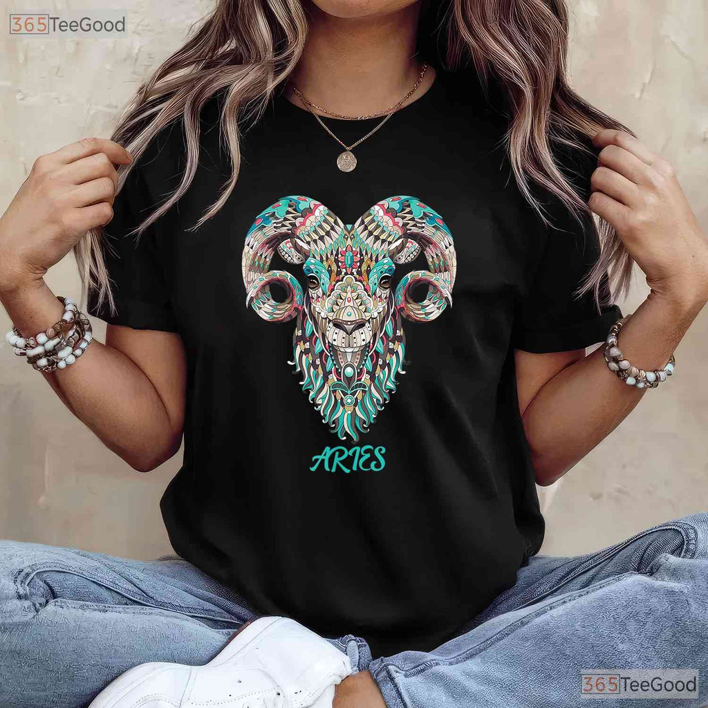 Aries Zodiac Astrology T-Shirt - March April Birthday Tee - Horoscopes Shirt For Gift