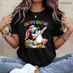Funny Dabbing Bunny Happy Easter T-Shirt Cool Boys Girls Easter Day Dance Tee
