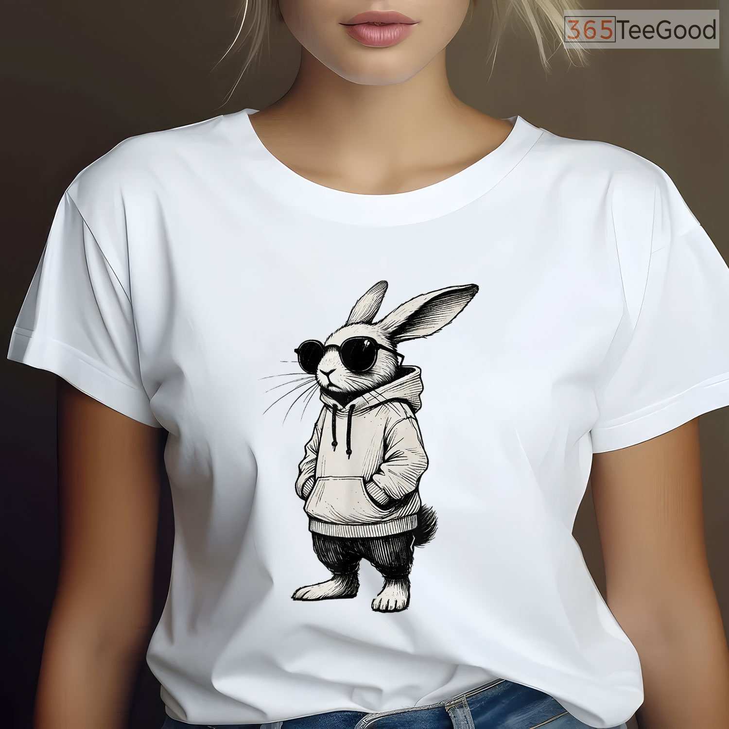 Bunny Face With Sunglasses Easter Day T-Shirt Cool Boys Men Funny Rabbit Tee