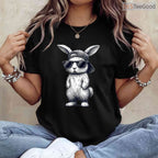 Bunny Face With Sunglasses Cap Easter Day T-Shirt Cool Boys Kids Holiday Shirt