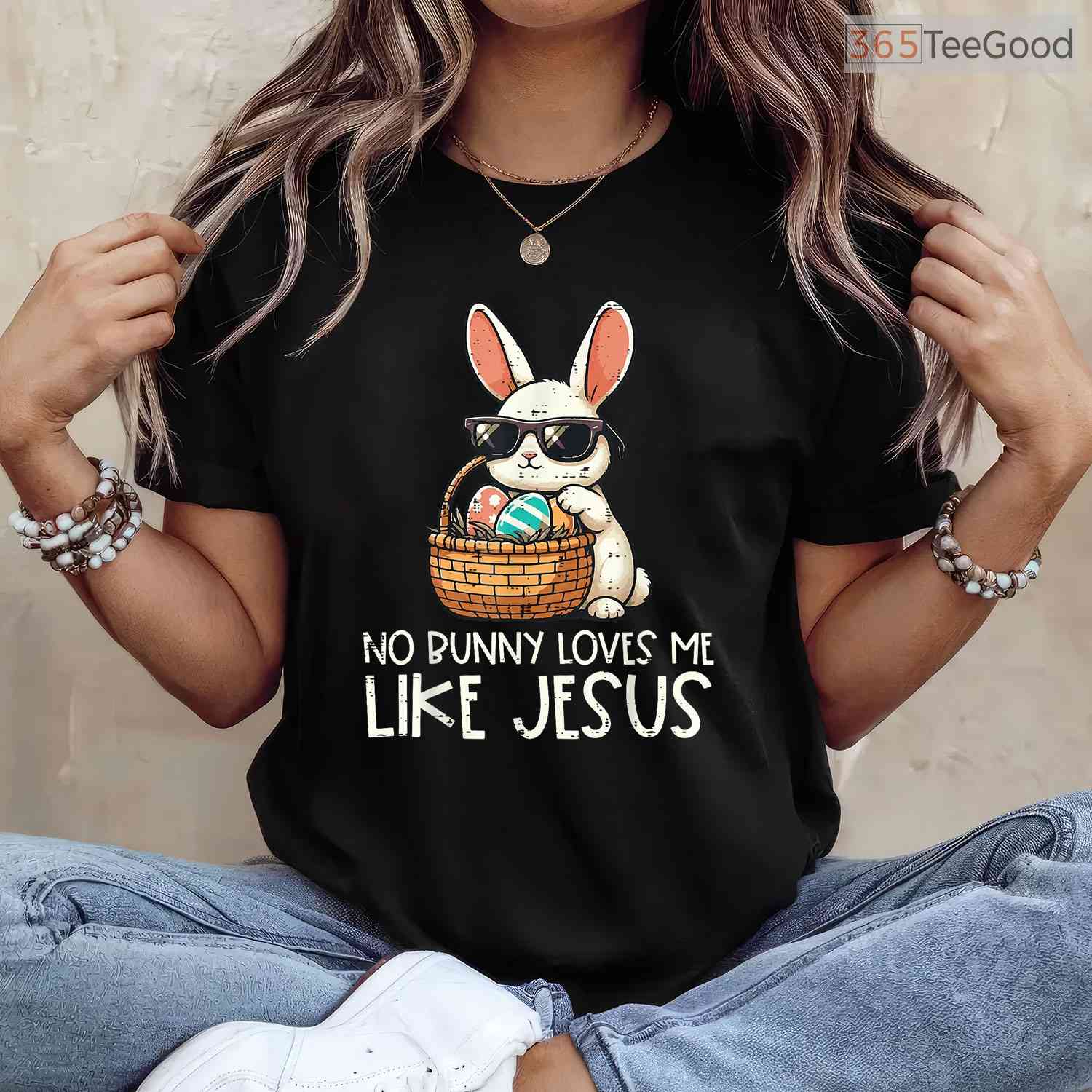 Easter No Bunny Loves Me Like Jesus Christian T-Shirt Kids Women Religious Tee