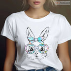 Cute Bunny Rabbit Face Tie Dye Glasses T-Shirt Girl Happy Easter Day Gift Tee