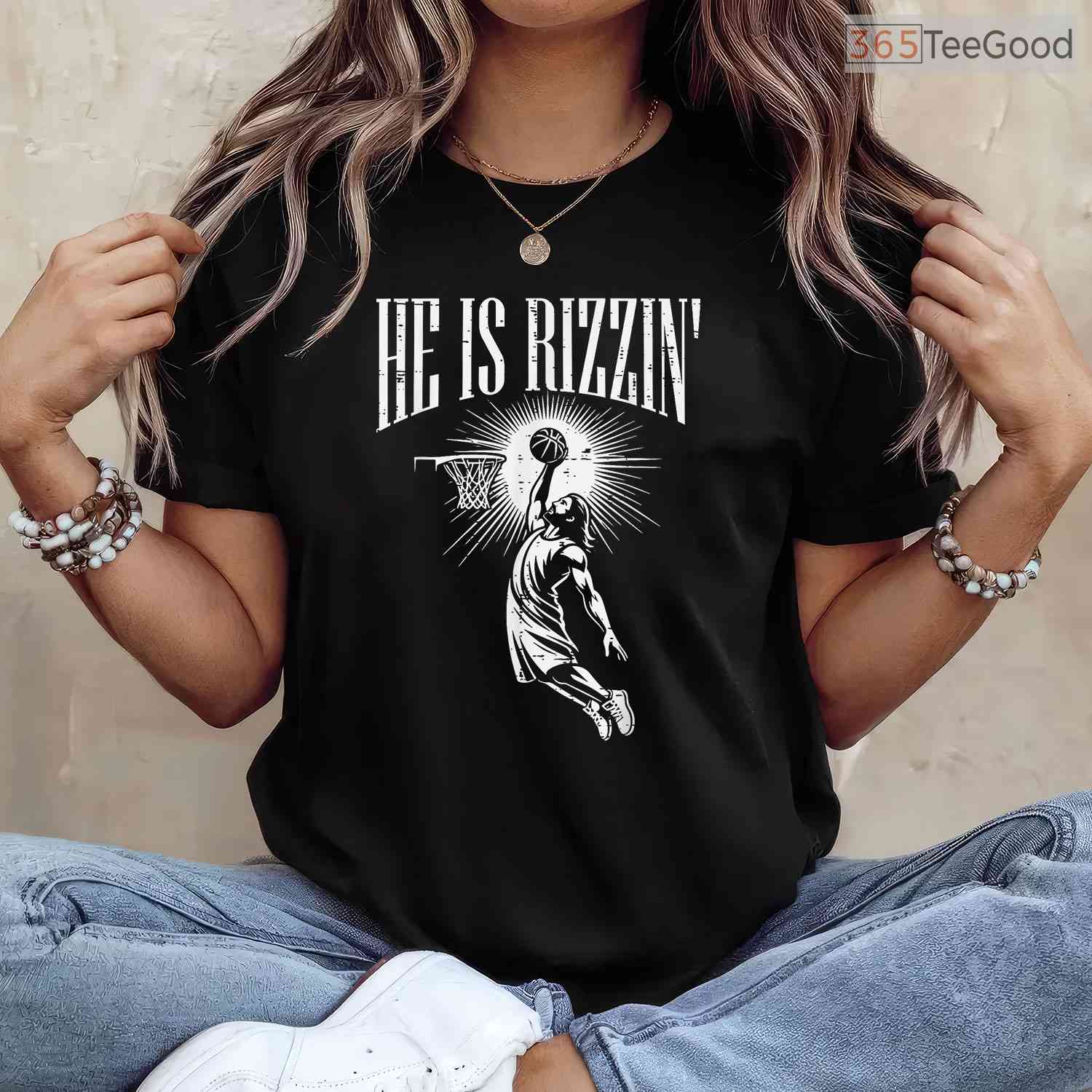 Easter He Is Rizzin Christian Religious T-Shirt Boys Kids Men Teen Meme Shirt