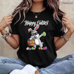 Dabbing Rabbit Easter Day Eggs Dab T-Shirt Boys Girls Kid Gift Funny Bunny Tee