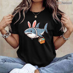 Shark Bunny Easter Eggs T-Shirt Funny Sea Animal Hunt Boys Kids Mens Top Shirt