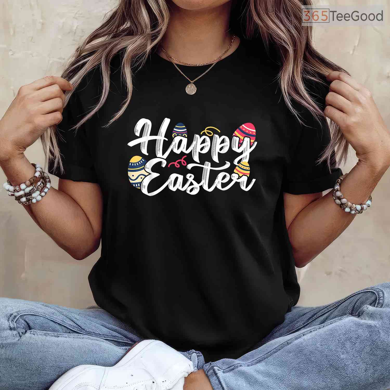 Happy Easter Bunny Egg Sayings T-Shirt Funny Typography Quotes Holiday Shirt