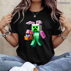 Easter Bunny Egg Pixel T-Shirt Happy Easter Day Retro Video Game Gamer Shirt