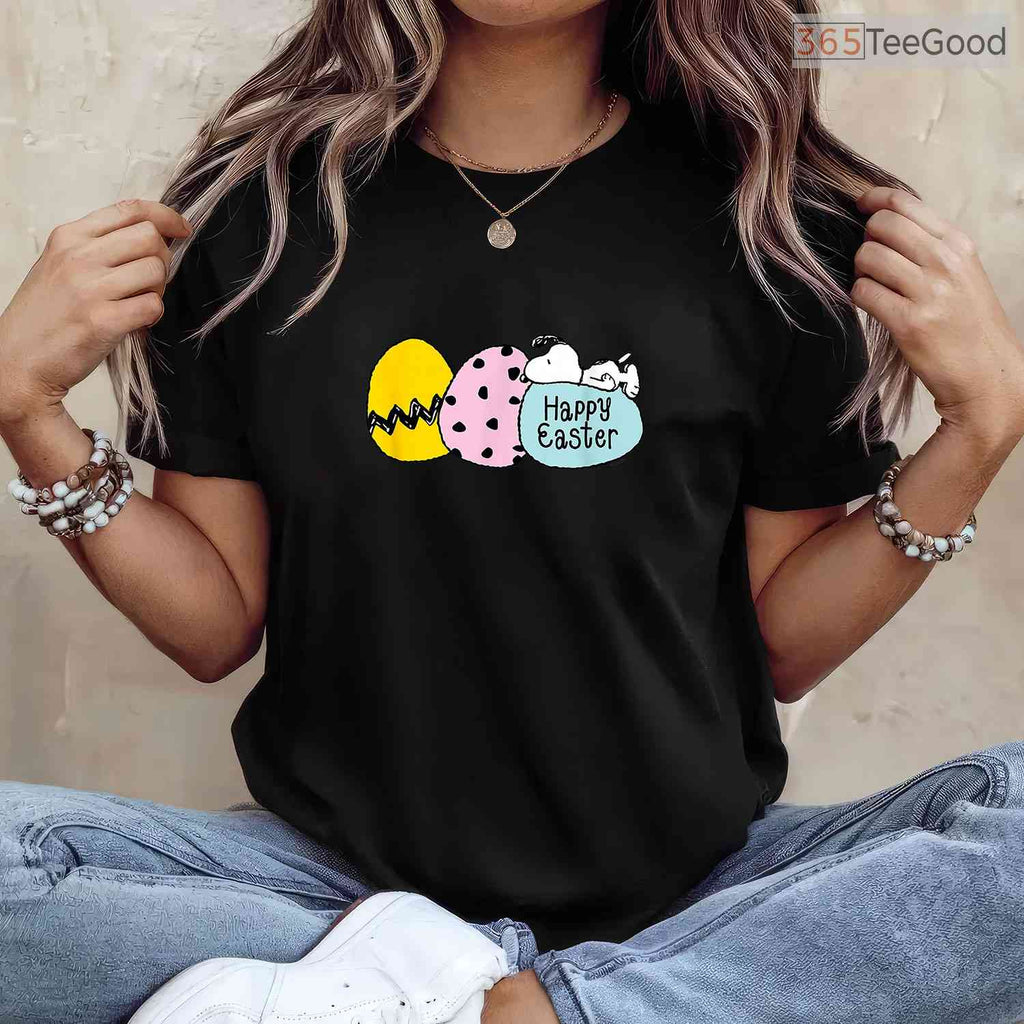 Peanuts Happy Easter Eggs T-Shirt Snoopy Charlie Brown Classic Cartoon Shirt