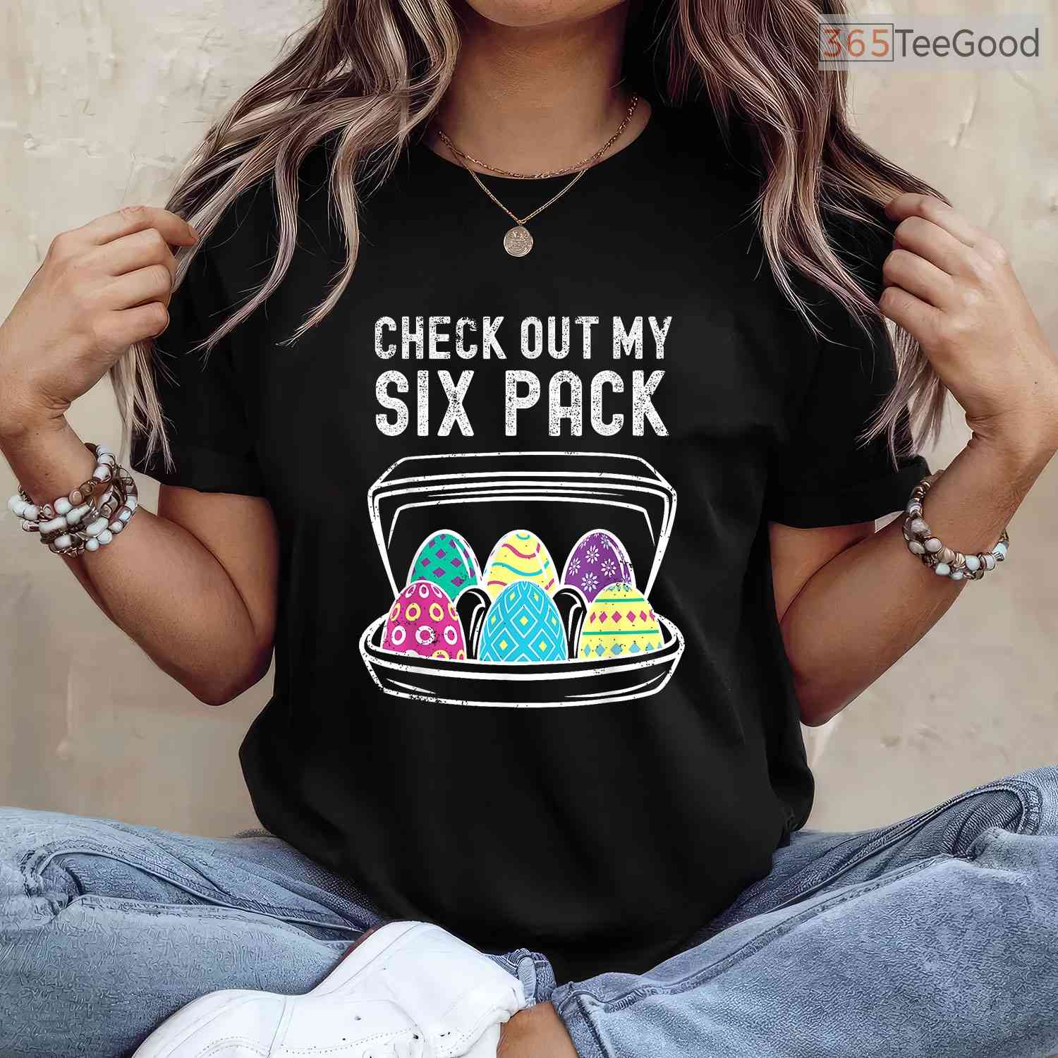 Funny Easter Egg Workout T-Shirt Check Out My Six Pack Abs Gym Fitness Shirt