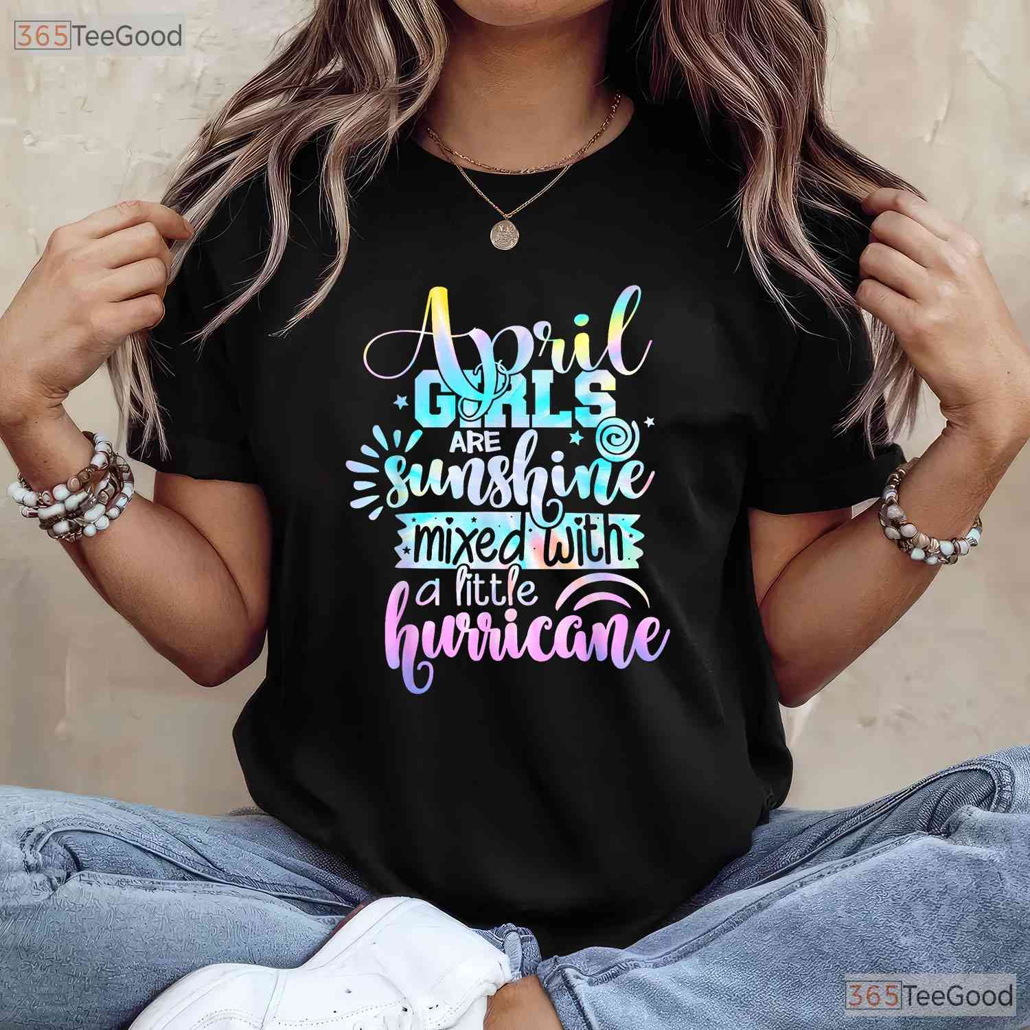 April Girls Are Sunshine Mixed With Hurricane T-Shirt - Funny Personality Birthday Tee