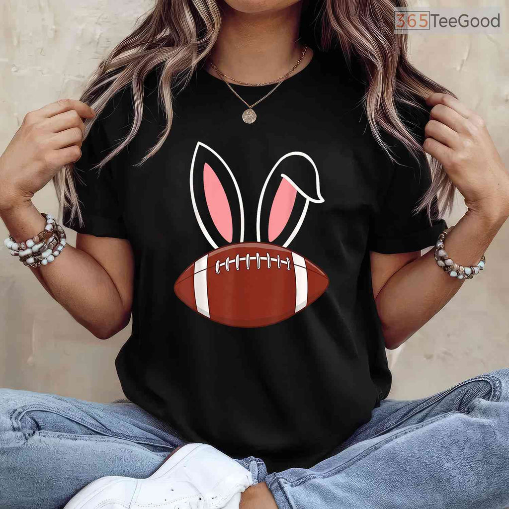 Bunny Ears American Football Fan T-Shirt Funny Easter Sports Game Day Shirt