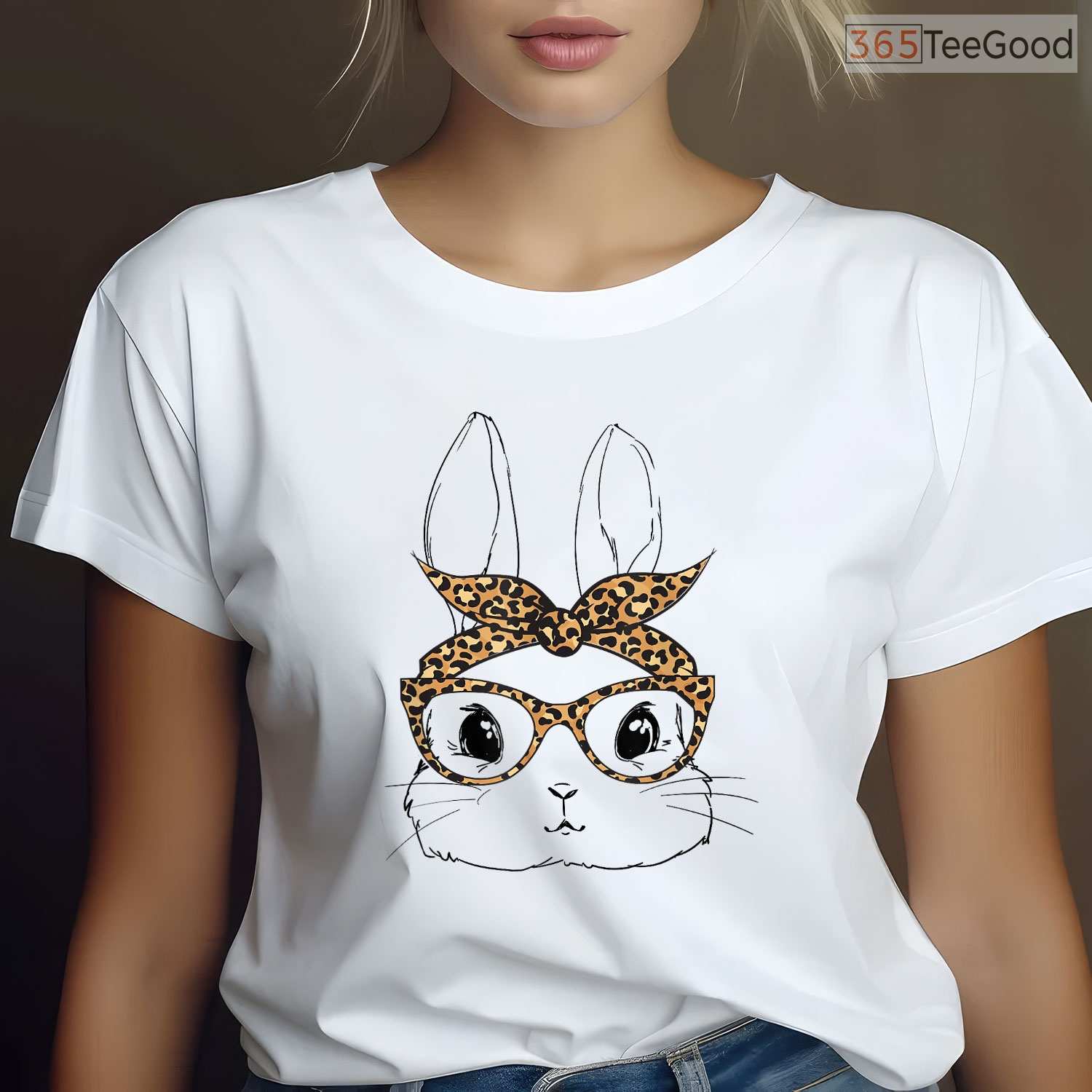 Easter T-Shirts For Kids Women Bunny Sunglasses T-Shirt Cute Matching Shirt