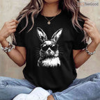Rabbit Easter Bunny Sunglasses T-Shirt Cool Hipster Glasses Spring Gift Shirt