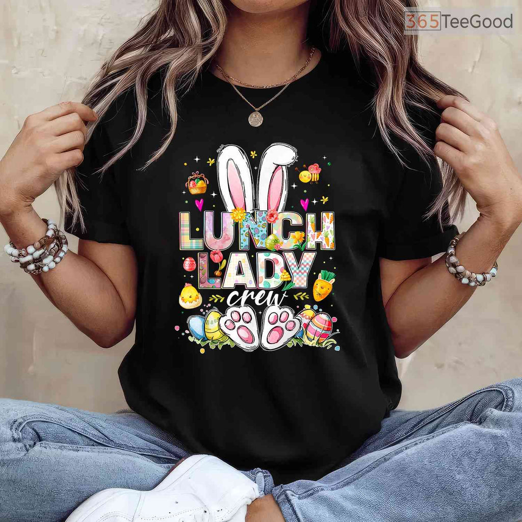 Lunch Lady Crew T-Shirt Funny Bunny Cafeteria Squad Happy Easter Day Shirt