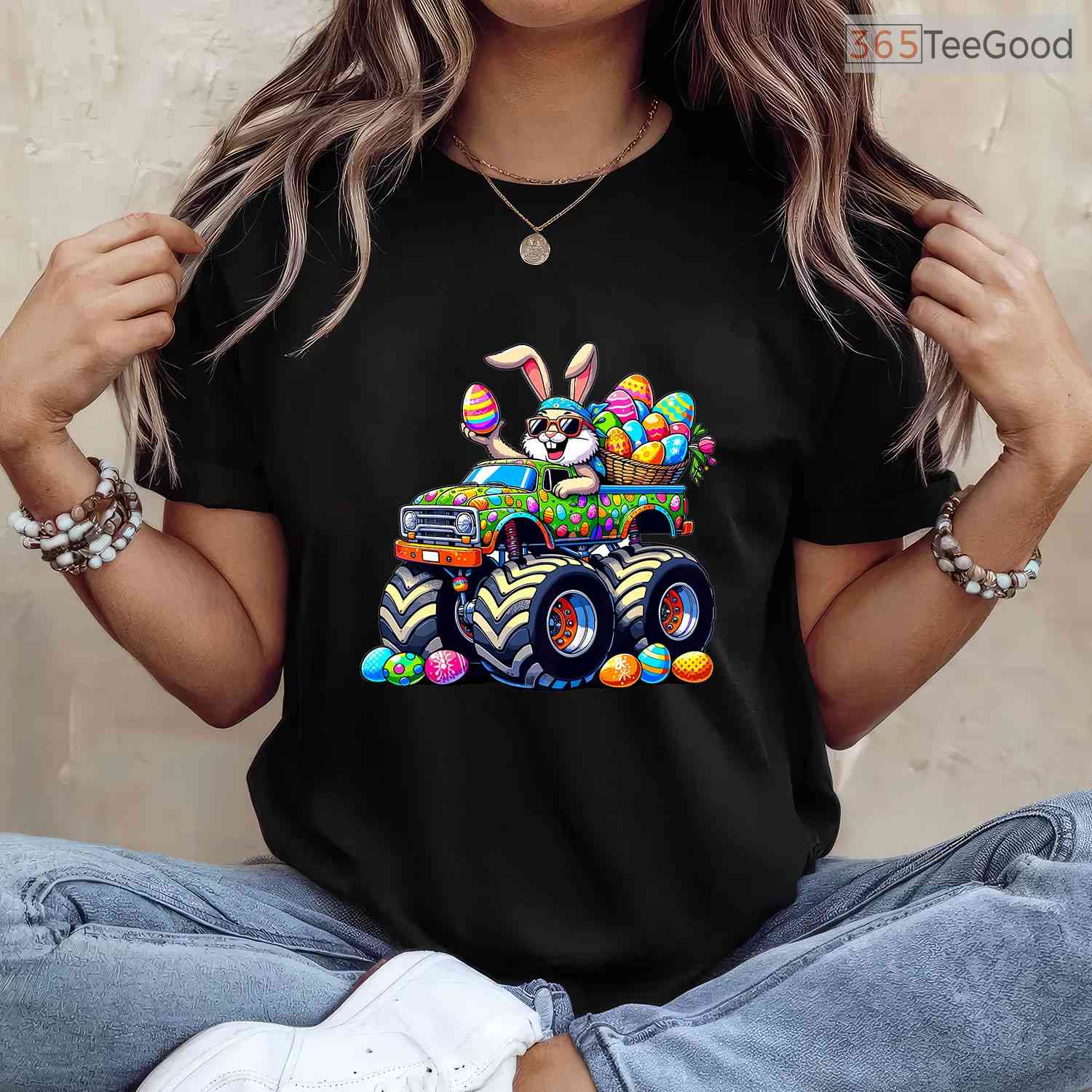 Easter Day Bunny Monster Truck Eggs T-Shirt Cool Rabbit Vehicle Toddler Shirt