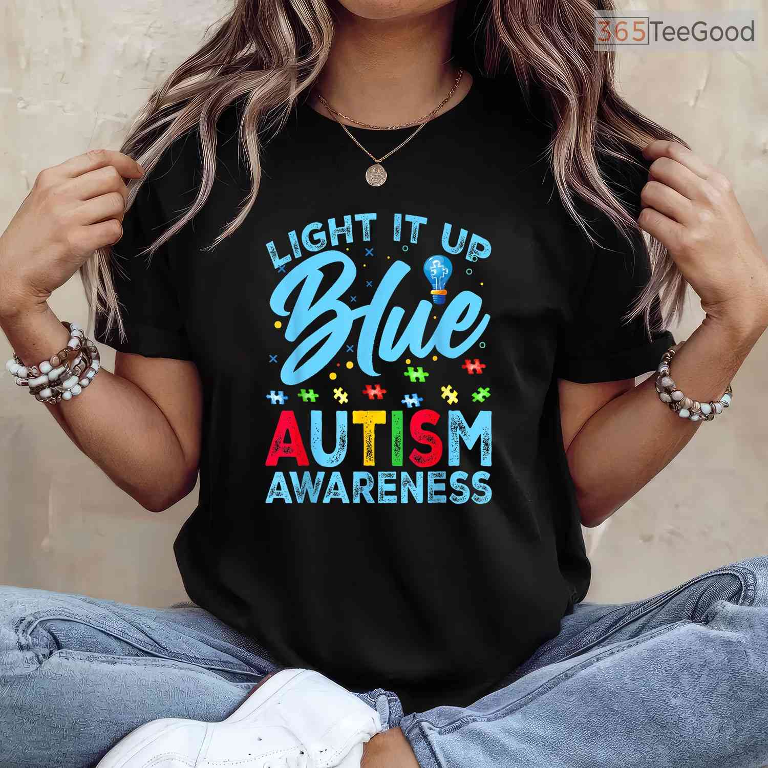 Light It Up Blue Autism Awareness Men Women Kids T-Shirt April Month Gear