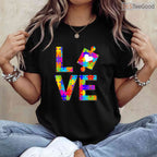 Autism Puzzle Love Awareness Month Ribbon Adult Kids T-Shirt April Support