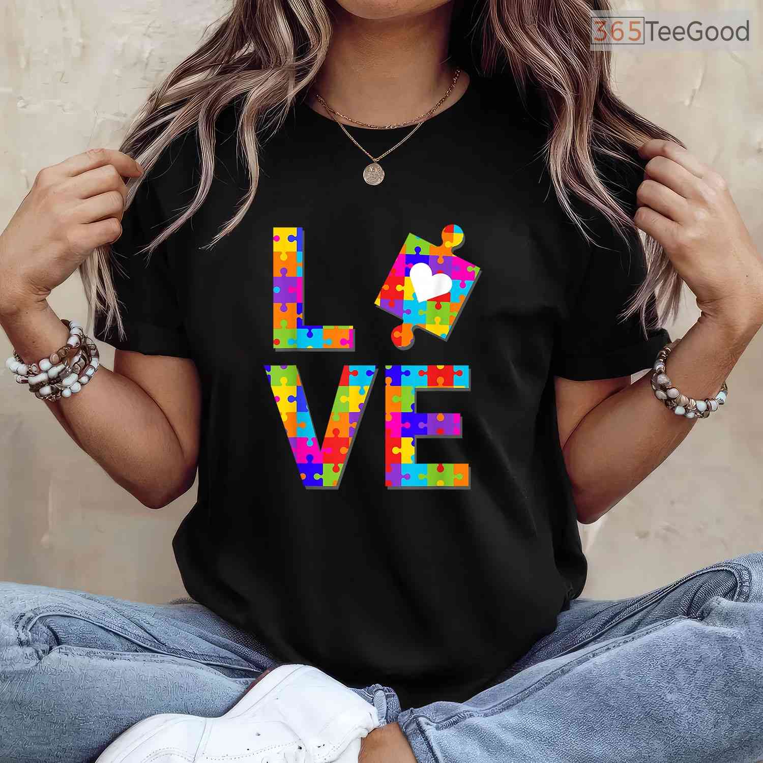 Autism Puzzle Love Awareness Month Ribbon Adult Kids T-Shirt April Support