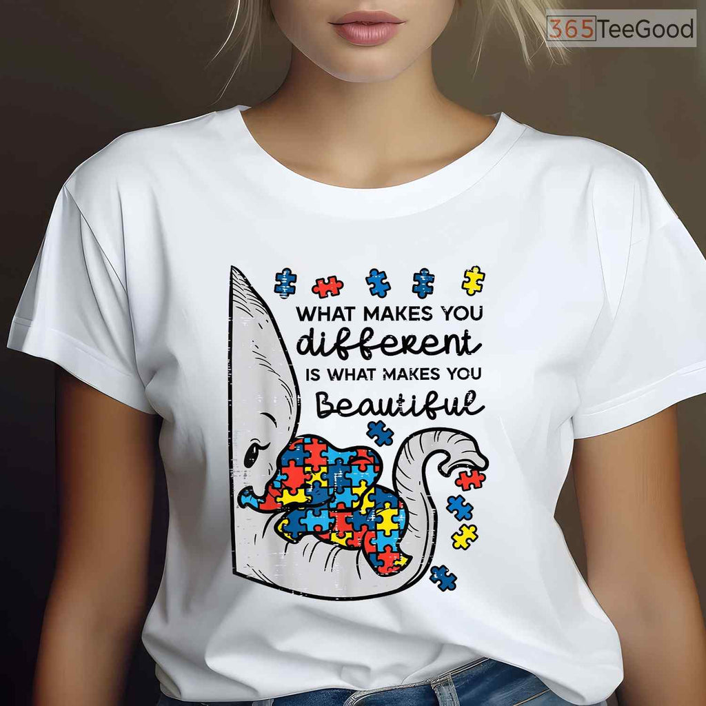 What Makes You Different Beautiful Elephant Autism Shirt April T-Shirt