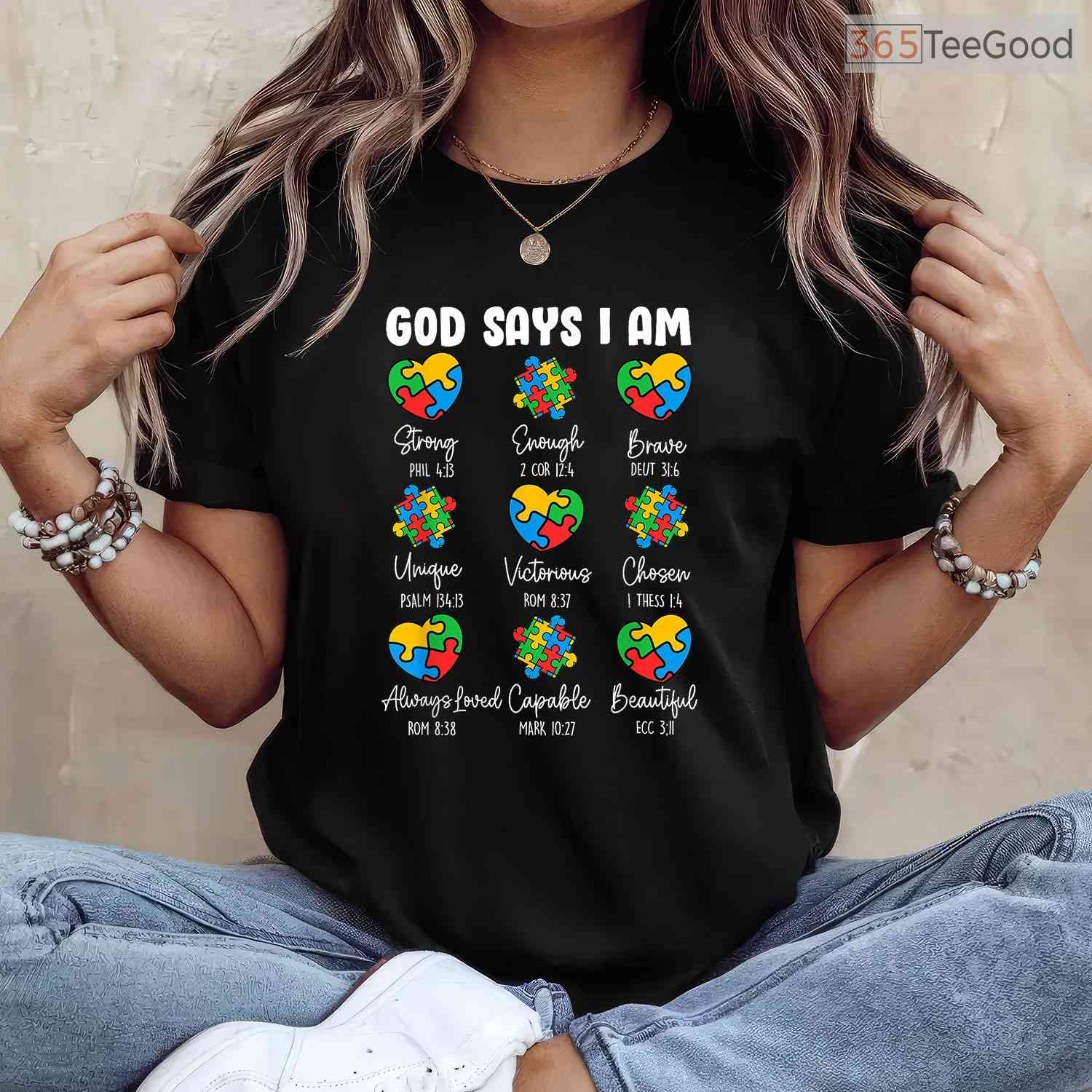 God Says I Am Autism Awareness Christian Bible Verse Shirt April T-Shirt