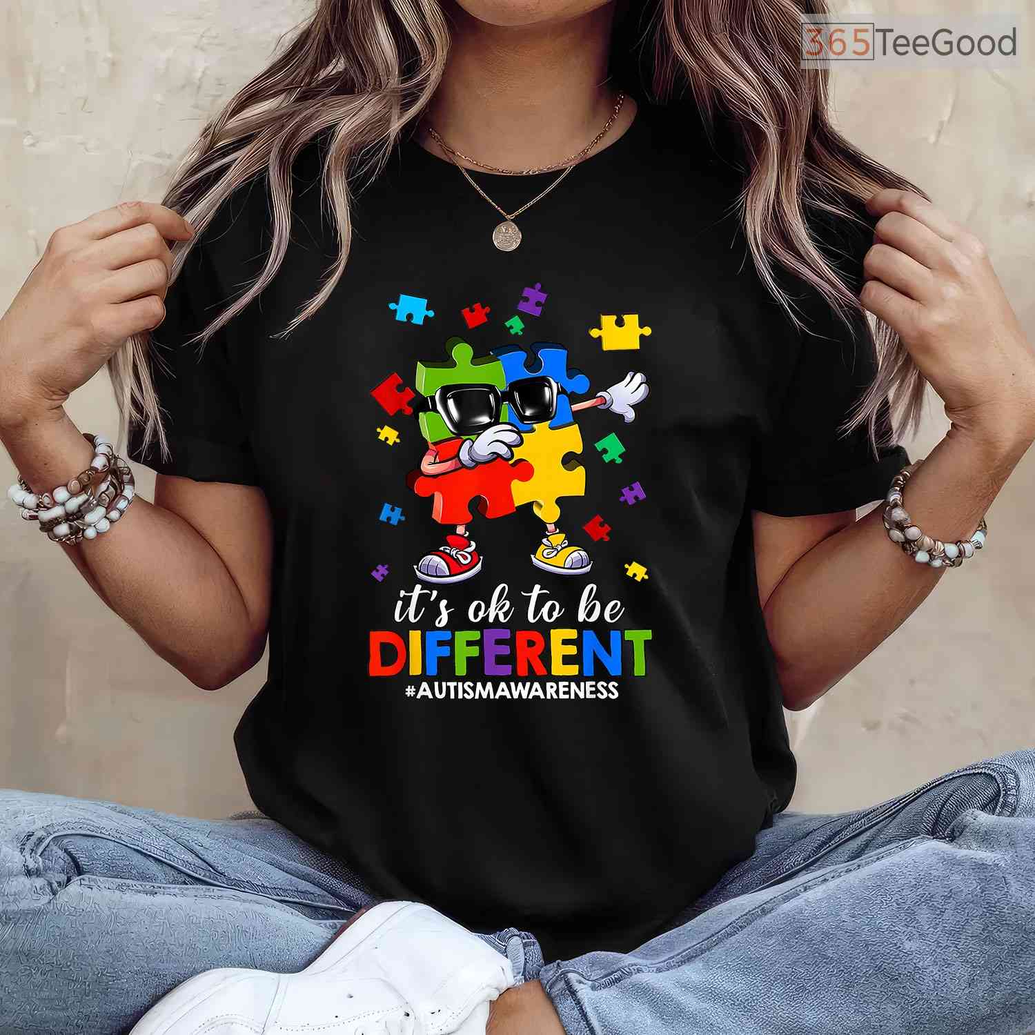 Its OK To Be Different Dabbing Puzzle Autism Shirt April Awareness Kids T-Shirt
