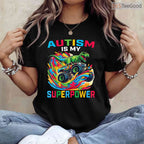 Autism Is My Superpower Dino T Rex Truck Shirt April Awareness Kids Boys T-Shirt