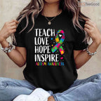 Autism Awareness Ribbon Mom Dad Kids Autistic Shirt April Support Family T-Shirt
