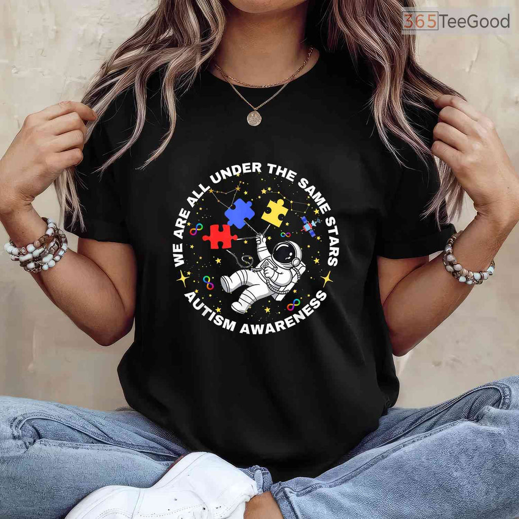 Autism We Are All Under The Same Stars Space Shirt April Awareness Gift T-Shirt