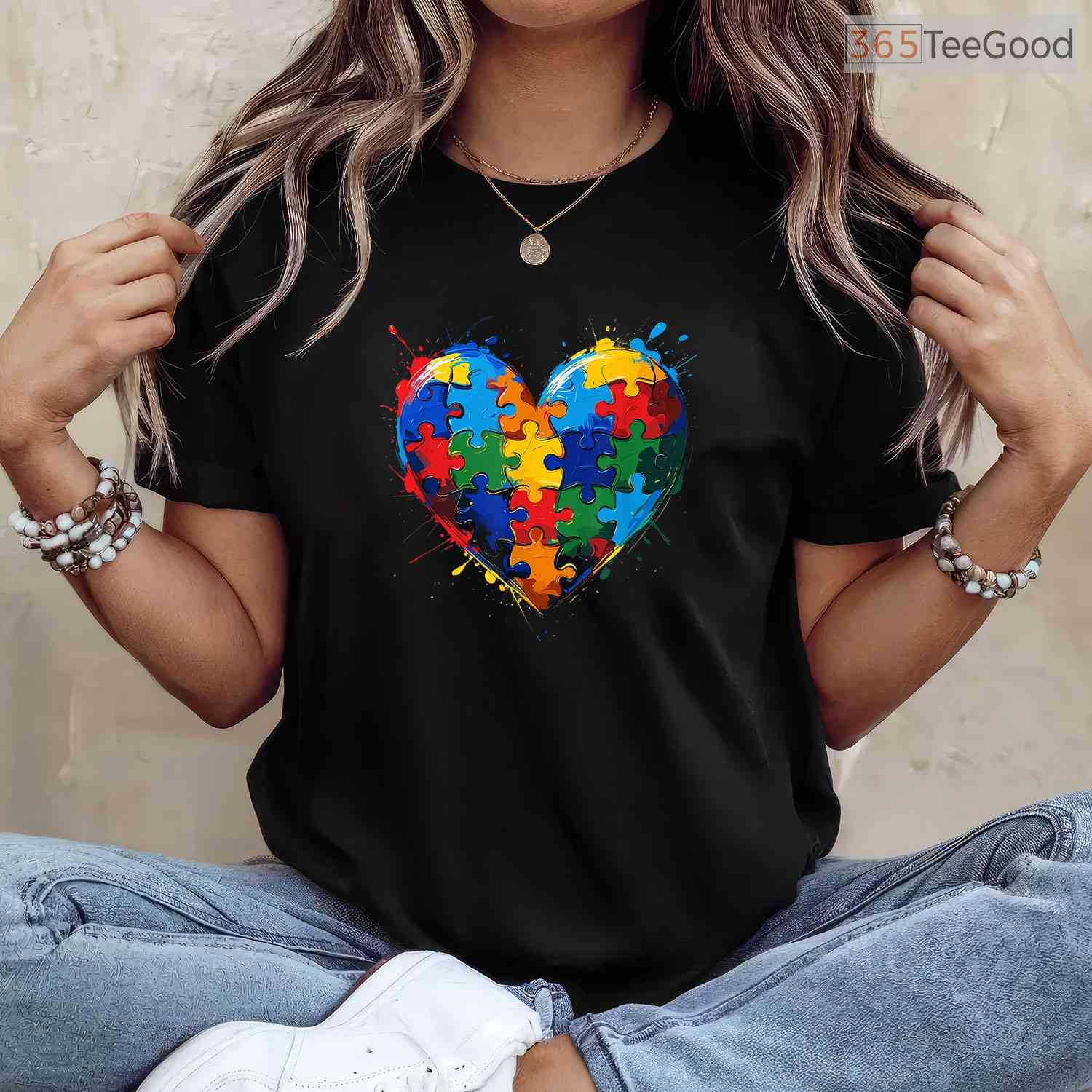Autism Awareness Heart Valentine Day Puzzle Shirt April Boy Girl Love T-Shirt