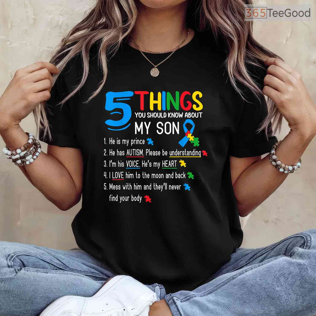 Autistic Son Support Squad Autism Shirt April Awareness Mom Dad Parents T-Shirt