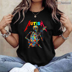 Autism Skeleton Guitar Player Rock Music Shirt April Awareness Cool T-Shirt