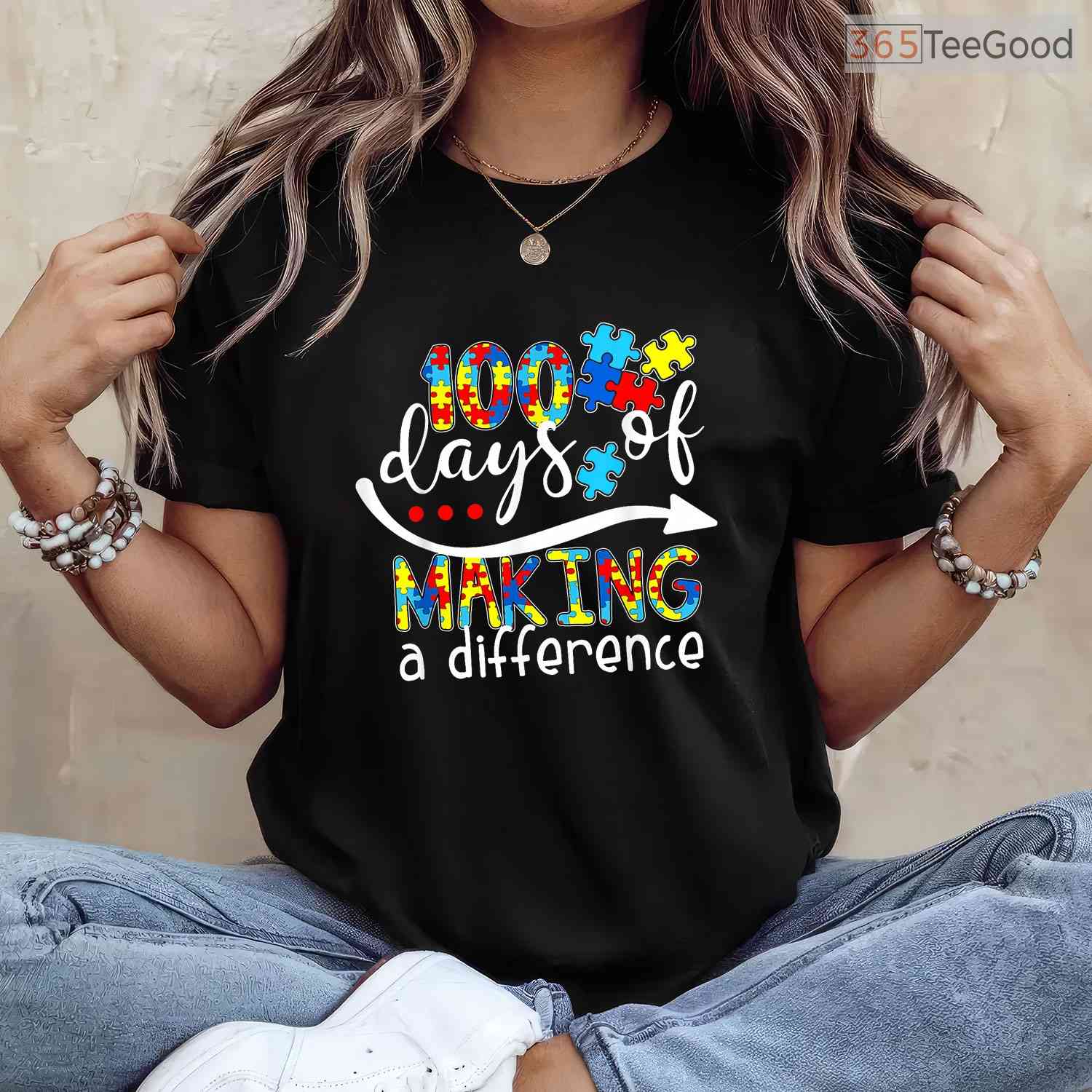 Autism 100 Days Of School Teacher Shirt April Awareness Celebration T-Shirt