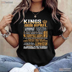 Kings Are Born In April T-Shirt - Best Birthday Gift For Men - Cool Crown Graphic