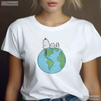 Peanuts Snoopy Earth Day T-Shirt Laying On Top of The World Cute Cartoon Dog Tee