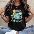 Earth Day Shirt Kids And Women Planet Smile T-Shirt Happy World Eco Friendly Gift