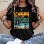 Save Bees Rescue Animals Recycle Plastic Earth Day T-Shirt Eco Activist Tee