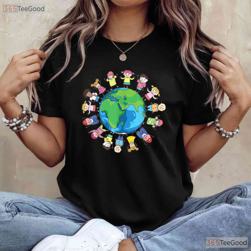 Happy Earth Day Children Around The World T-Shirt Save Planet Global Unity